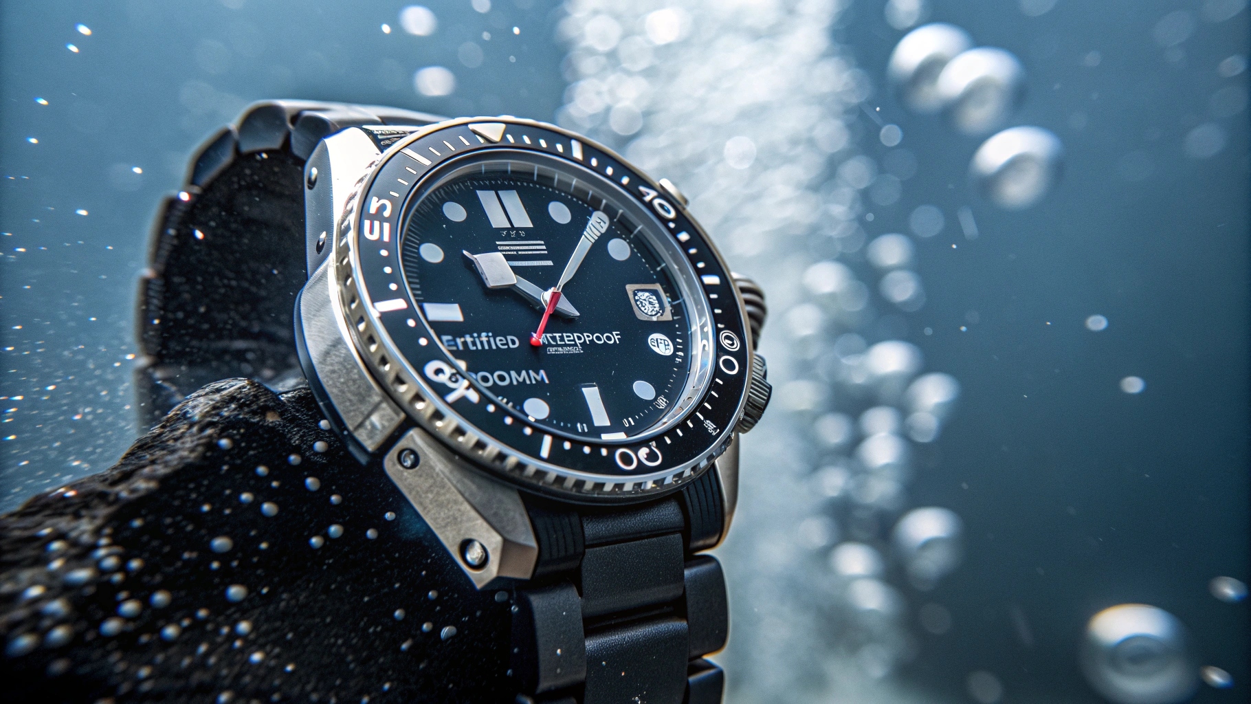 A diver's watch, a symbol of certified waterproof performance